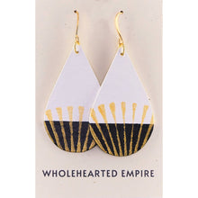 Load image into Gallery viewer, White, Black & Gold - Big Teardrop Earrings