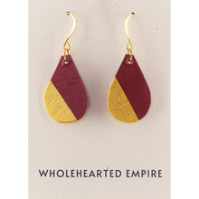 Load image into Gallery viewer, Maroon & Gold - Small Teardrop Earrings