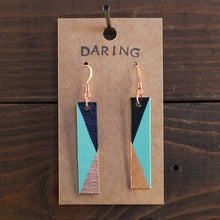 Load image into Gallery viewer, Daring - Turquoise, Black &amp; Copper - Lightweight Rectangle Earrings
