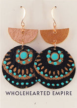 Load image into Gallery viewer, Turquoise, Black &amp; Copper - Big Geometric Earrings
