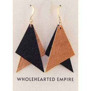 Black & Copper Triangles - Big Geometric Earrings