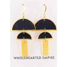 Load image into Gallery viewer, Black &amp; Gold - Big Geometric Earrings
