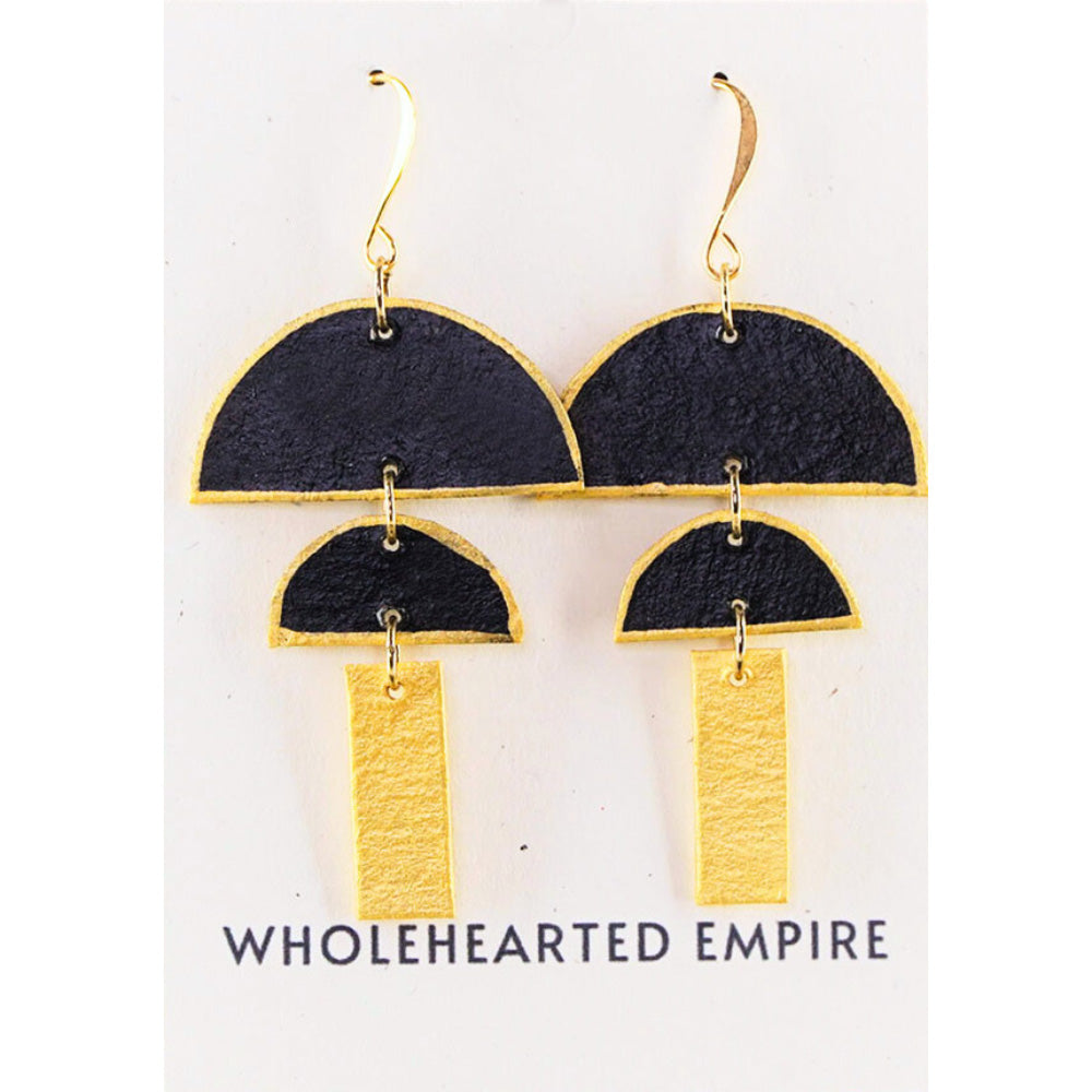 Black & Gold - Big Geometric Earrings