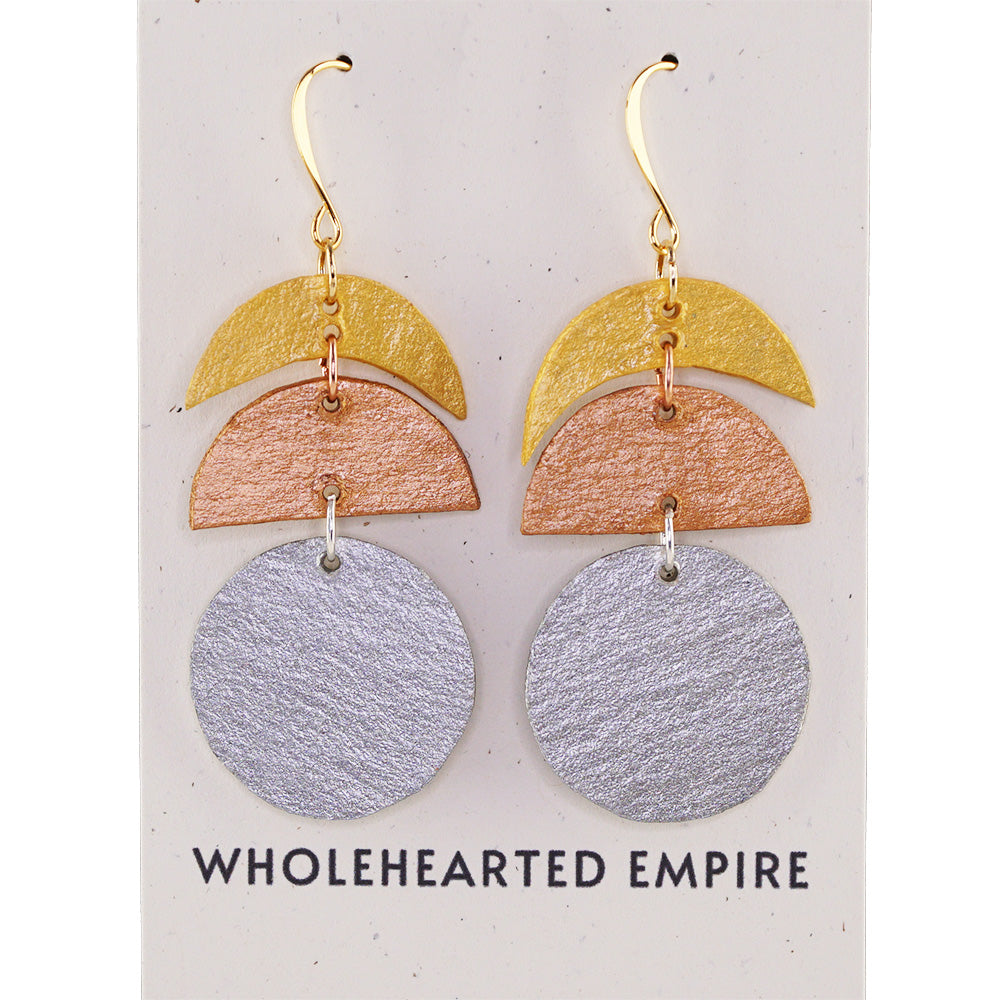 Mixed Metal - Moon Phase Earrings