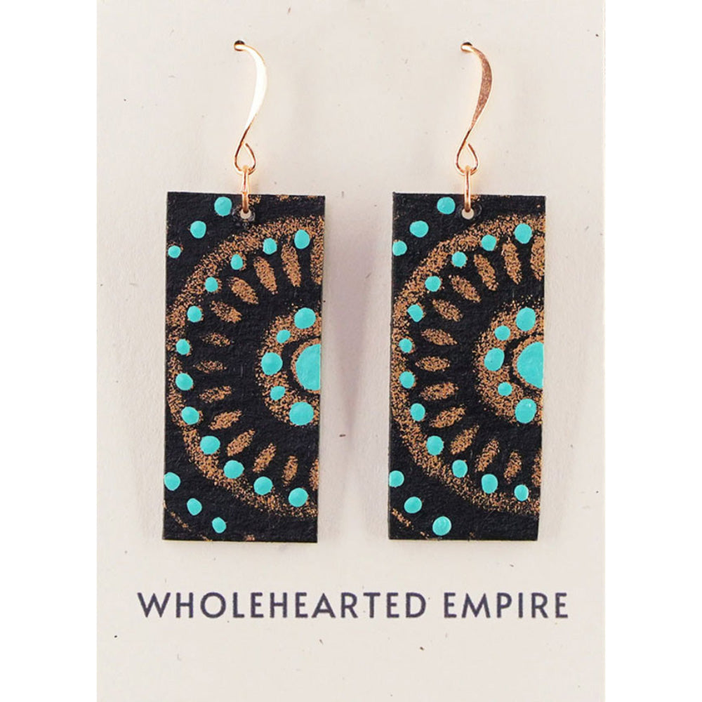 Turquoise, Black & Copper - Big Rectangle Earrings