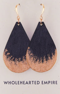 Black & Copper - Big Teardrop Earrings