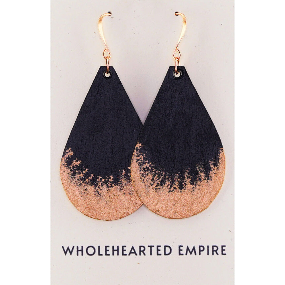 Black & Copper - Big Teardrop Earrings