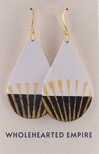 Load image into Gallery viewer, White, Black &amp; Gold - Big Teardrop Earrings
