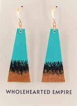 Load image into Gallery viewer, Turquoise, Black &amp; Copper - Long Geometric Earrings
