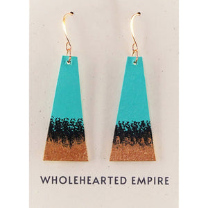 Turquoise, Black & Copper - Long Geometric Earrings