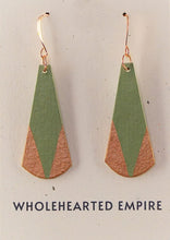 Load image into Gallery viewer, Green &amp; Copper - Long Teardrop Earrings
