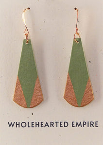 Green & Copper - Long Teardrop Earrings