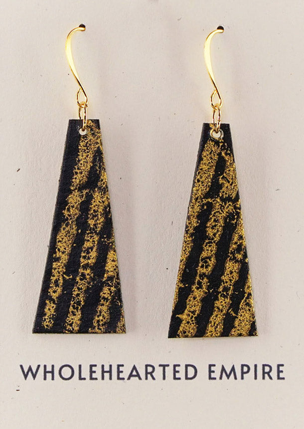 Black & Gold - Long Geometric Earrings