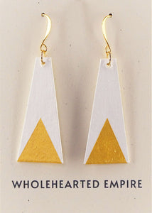 White & Gold - Long Geometric Earrings