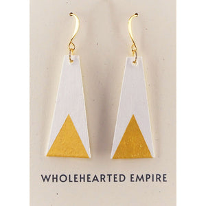 White & Gold - Long Geometric Earrings