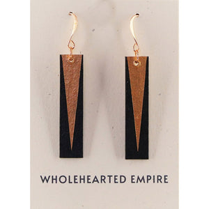 Black & Copper - Long Rectangle Earrings