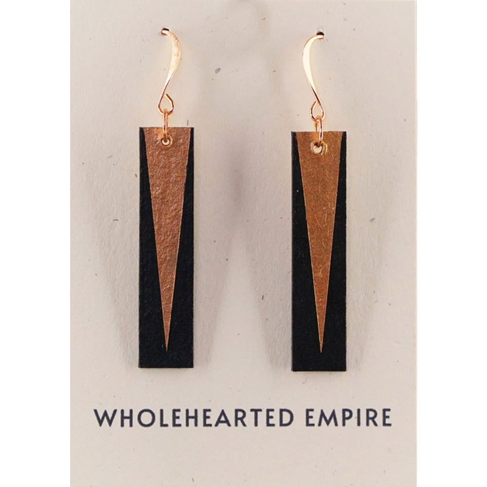 Black & Copper - Long Rectangle Earrings