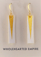 Load image into Gallery viewer, White &amp; Gold - Long Rectangle Earrings
