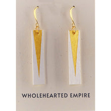 Load image into Gallery viewer, White &amp; Gold - Long Rectangle Earrings
