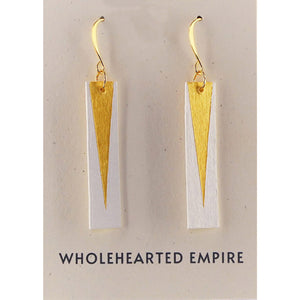 White & Gold - Long Rectangle Earrings