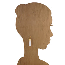 Load image into Gallery viewer, White &amp; Gold - Long Rectangle Earrings
