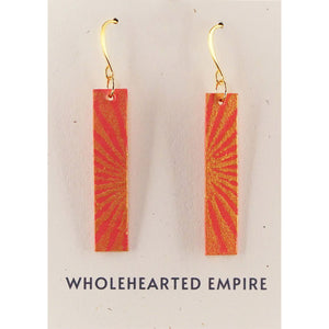 Coral & Gold - Long Rectangle Earrings