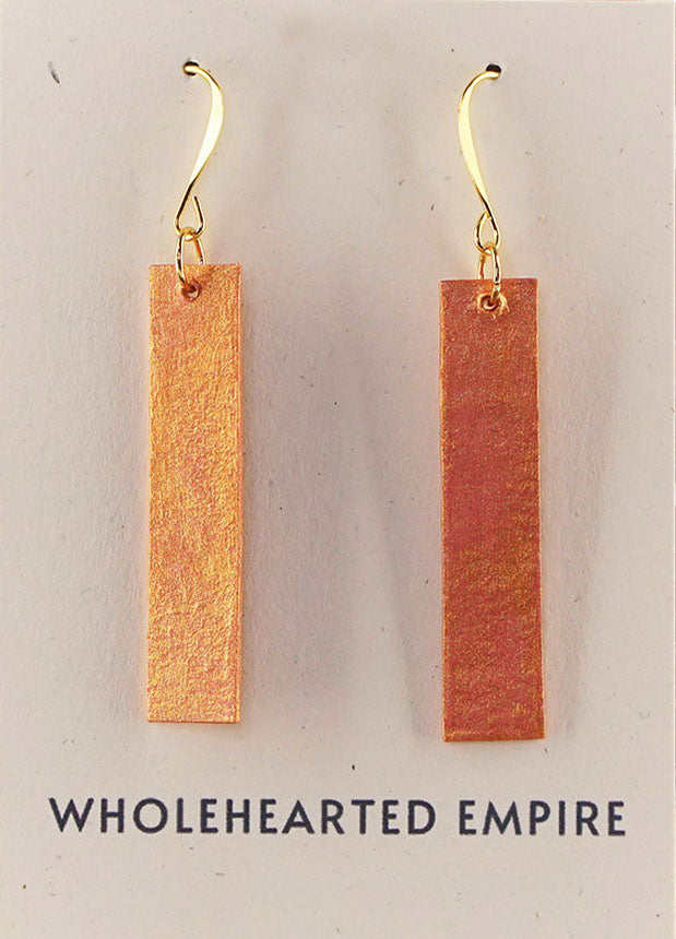 Pink & Gold - Long Rectangle Earrings