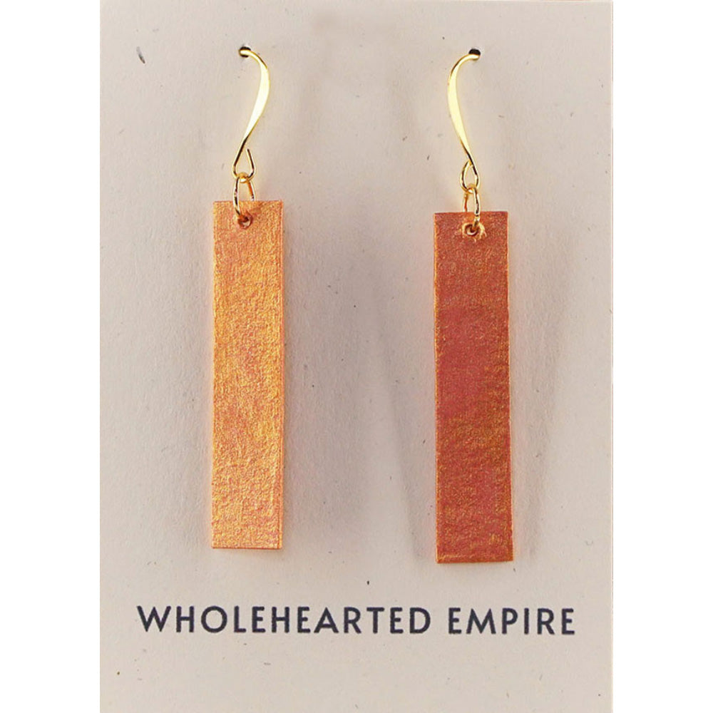 Pink & Gold - Long Rectangle Earrings