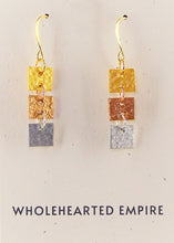 Load image into Gallery viewer, Mixed Metal- Hammered Finish - Long Rectangle Earrings
