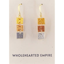 Load image into Gallery viewer, Mixed Metal- Hammered Finish - Long Rectangle Earrings
