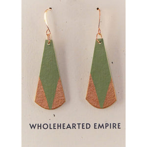 Green & Copper - Long Teardrop Earrings