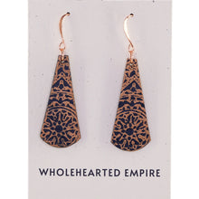 Load image into Gallery viewer, Navy &amp; Copper - Long Teardrop Earrings
