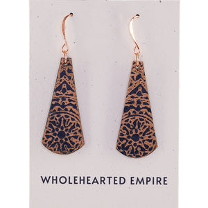 Navy & Copper - Long Teardrop Earrings