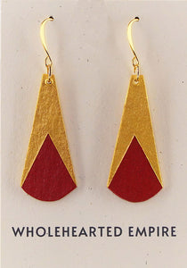 Red & Gold - Long Teardrop Earrings