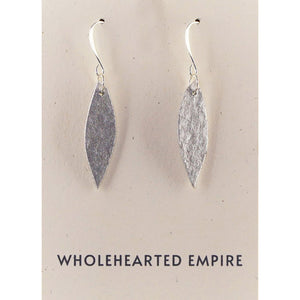 Silver Hammered Finish - Small Leaf Earrings