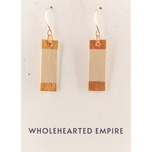 Beige & Copper - Small Rectangle Earrings