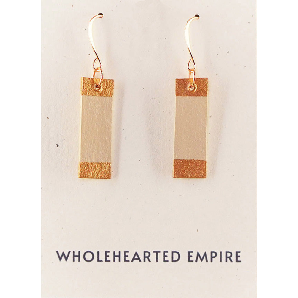 Beige & Copper - Small Rectangle Earrings