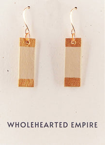 Beige & Copper - Small Rectangle Earrings