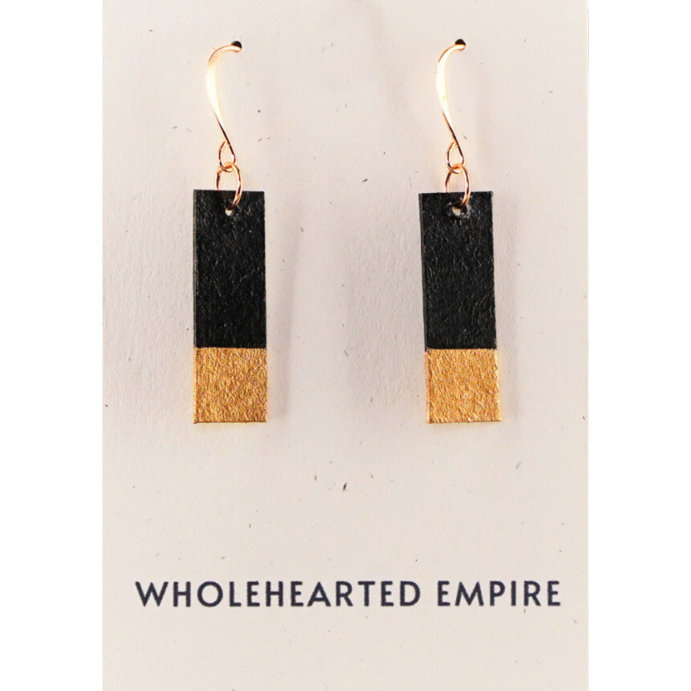 Black & Copper - Small Rectangle Earrings