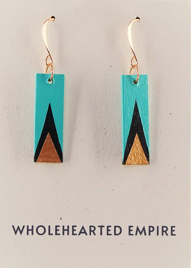 Turquoise, Black & Copper - Small Rectangle Earrings