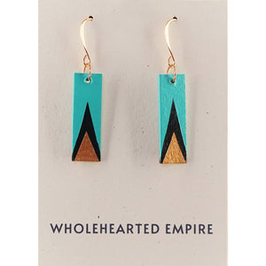 Turquoise, Black & Copper - Small Rectangle Earrings