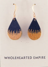 Load image into Gallery viewer, Navy &amp; Copper - Small Teardrop Earrings
