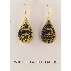 Black & Gold - Small Teardrop Earrings