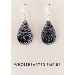 Black & Silver - Small Teardrop Earrings