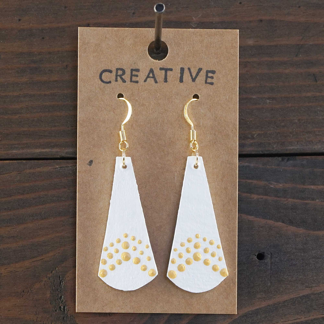 Creative - White & Gold - Lightweight Teardrop Earrings