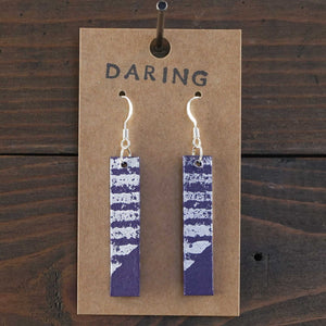Daring - Eggplant Purple & Silver - Lightweight Rectangle Earrings