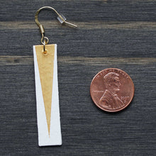 Load image into Gallery viewer, Daring - White &amp; Gold - Lightweight Rectangle Earrings
