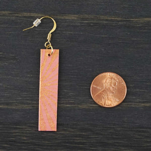 Daring - Coral & Gold - Lightweight Rectangle Earrings