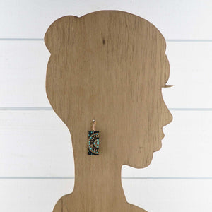 Dreamer - Black, Turquoise & Copper - Lightweight Rectangle Earrings