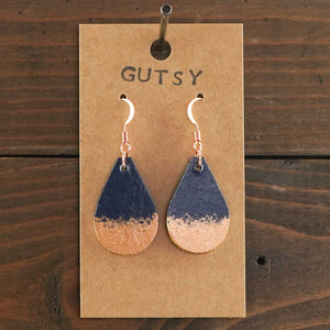 Gutsy - Navy & Copper - Lightweight Teardrop Earrings